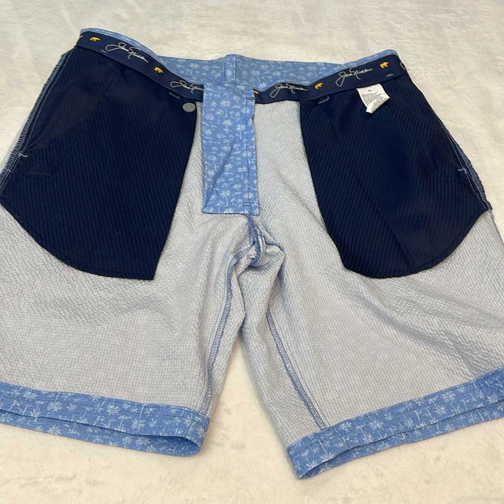 JACK NICKLAUS MENS SIZE 36 Blue Palm Tree Print Shorts - Picture 8 of 8